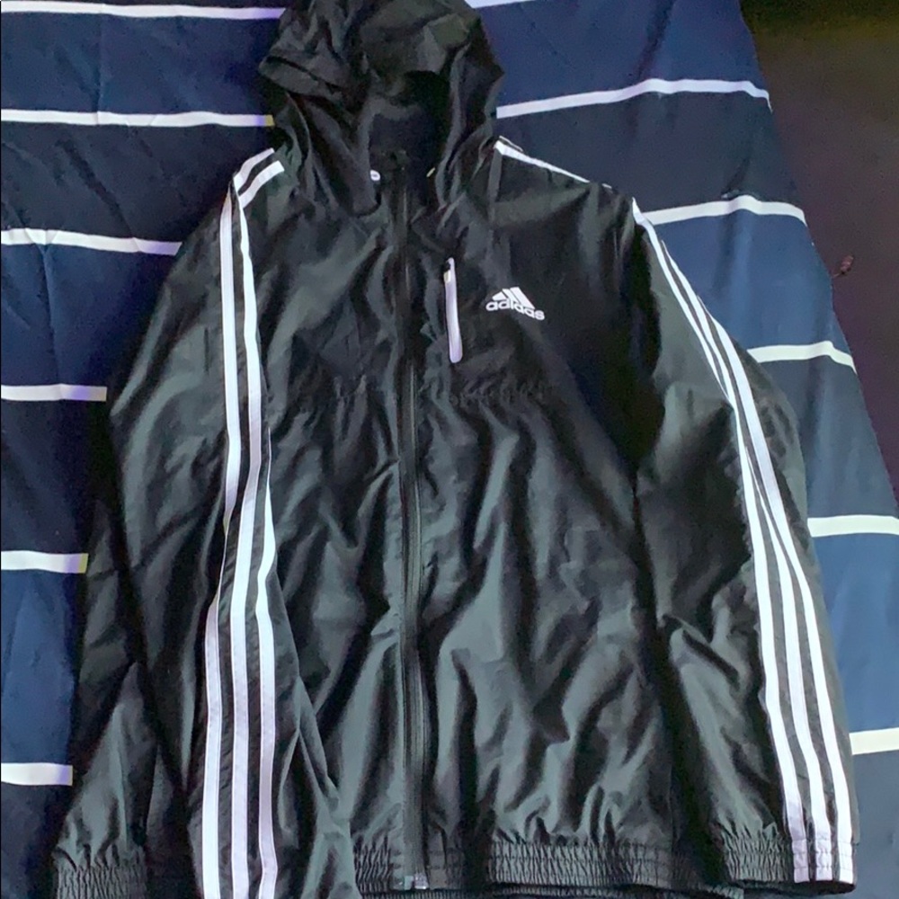adidas 3 stripe windbreaker